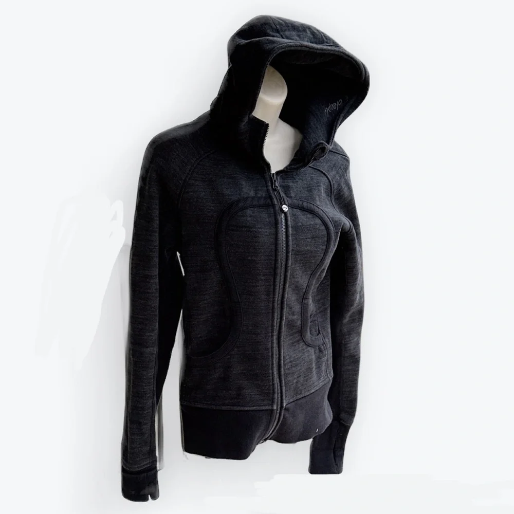 Athleisure Yoga Dark Gray Soot EUC lululemon Full Zip Funnel Hoodie ~ maybe XS/S